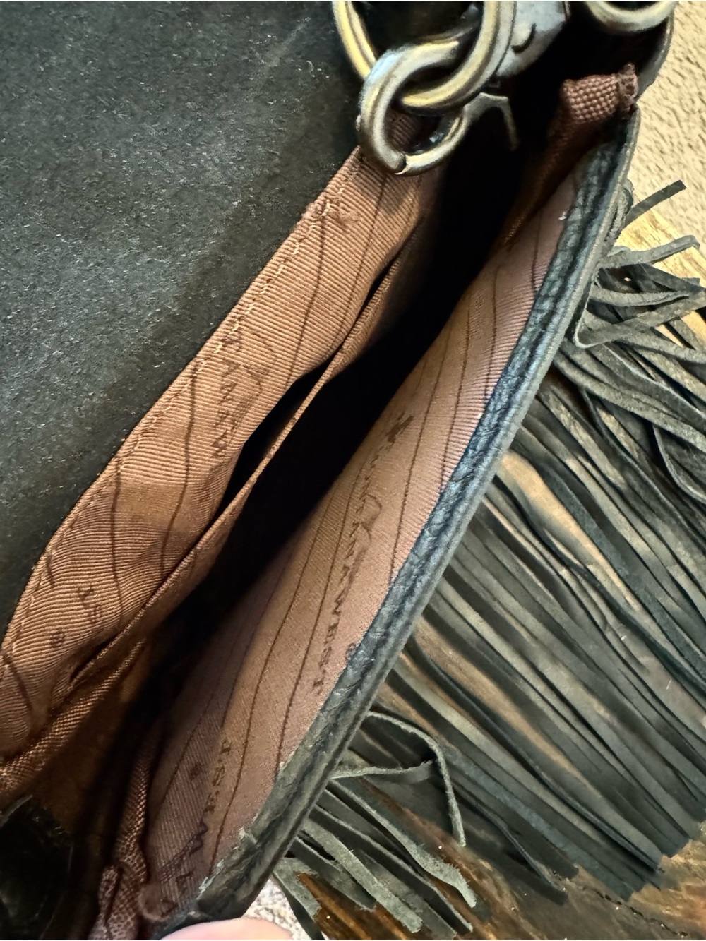 Montana West Black leather Fringe with Cowhide Crossbody Bag - Picture 5 of 5